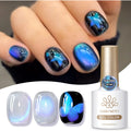 BORN PRETTY 10ml Jelly Blue Cat Eye Gel Polish Glitter Shimmer Glass Beads Cat Magnetic Gel Nail Art Varnish