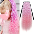 24Inch Synthetic Clip in Ponytail Extension Wavy Curly Ponytail With Ribbon for Kids