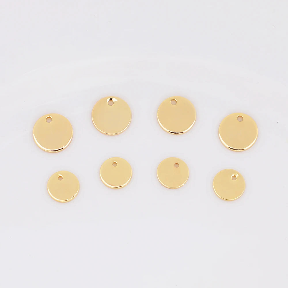 8mm 10mm Glossy Round Pendant 18K Gold Plated Brass Charms Necklace Earring Accessories Simple Pendant