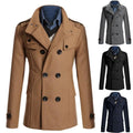 2022 Fashion Men Coat Winter Warm Trench Woolen Coat Slim Casual Reefer Jackets Solid Stand Collar Double Breasted Peacoat Parka