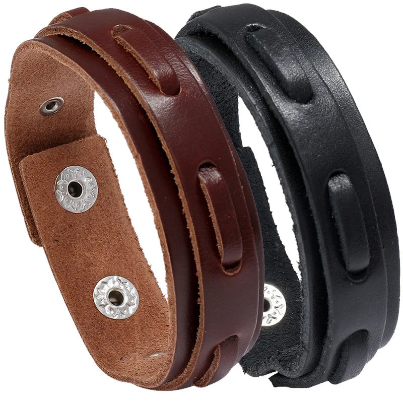 Wholesale Double Layer Wrap Genuine Real Leather Bracelets