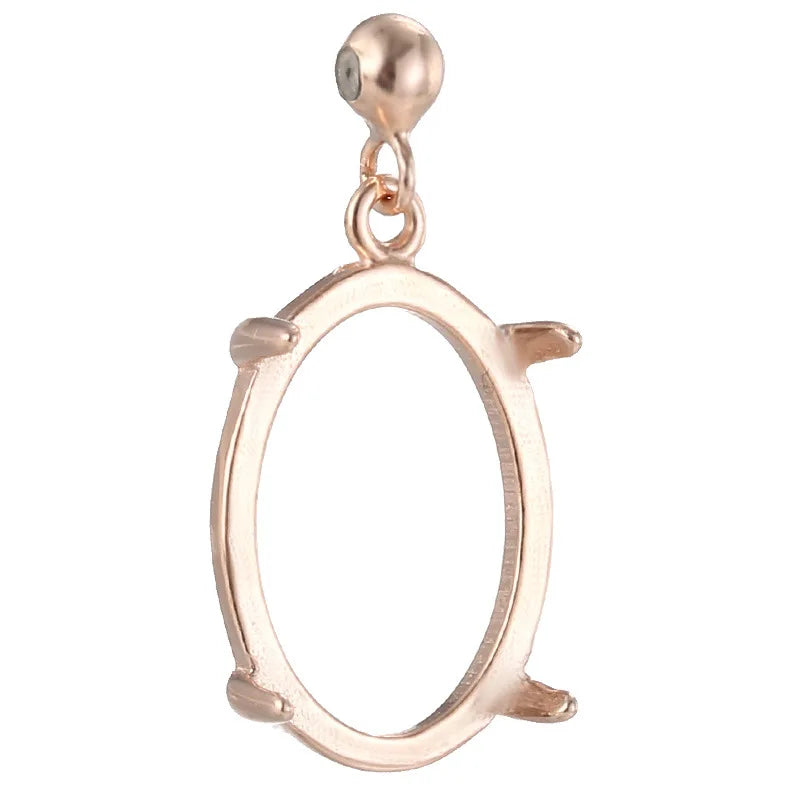Simply 925 Sterling Silver 4 Claw Setting Oval Pendant Empty Holder for Necklace Jewelry Making Accessories