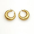 Vintage 18k Gold Plated Crescent Huggie Earrings Waterproof Stainless Steel Moon Shaped Earrings Fine Jewelry