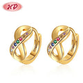 Wholesale Luxury Colored Zircon Splay Shape 18K Gold Earrings Designer Inspired Womens Earings Brand Hoop Stud Earring