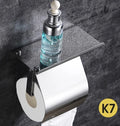 Modern Wall Mounted Stainless Steel Toilet Paper Holder with Storage Rack and Silver Top