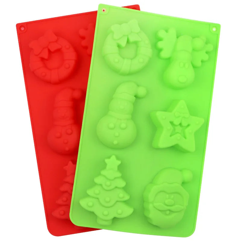 Saffron Christmas Tree Shape Silicone Cake Chocolate Mold Santa Snowman Tree Star Christmas Ornament Silicone Mold