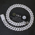 15MM Iced Out Cuban Chain Necklace Men Hip Hop Jewelry Shiny VVS Moissanite Diamond 925 Sterling Silver Cuban Link Chain