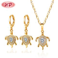 HD Jewelry Hot Sale Tortoise Turtle Animals Necklace Pendant with AAA CZ 18k Plated Set De Joyas De Tortuga Jewelry Sets