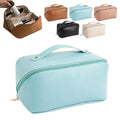 Qetesh Portable Make up Bags PU Leather Cosmetic Cases Large Waterproof Travel Organizer Toiletry Bag Brush Makeup Bag for Women