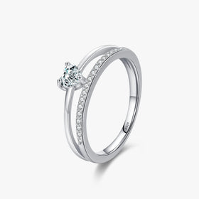 Ailmay 925 Sterling Silver Elegant Dazzling Heart Cubic Zirconia Finger Rings for Women Romantic Wedding Engagement Jewelry Gift