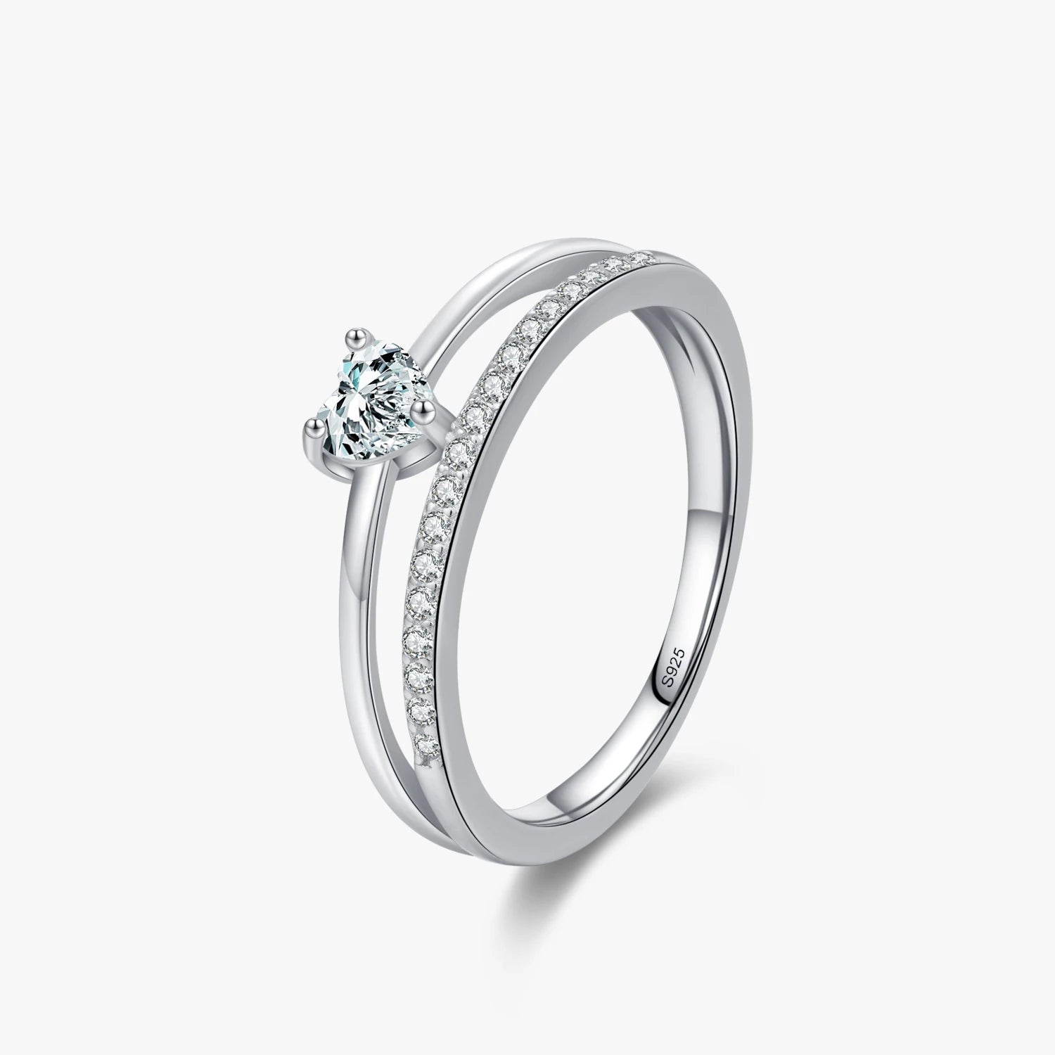 Ailmay 925 Sterling Silver Elegant Dazzling Heart Cubic Zirconia Finger Rings for Women Romantic Wedding Engagement Jewelry Gift