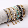 New Fashion Design Gemstone 4mm Tiger Eye Stainless Steel Gold Beads Double Strand Macrame Bracelet With Custom Logo JBS12427