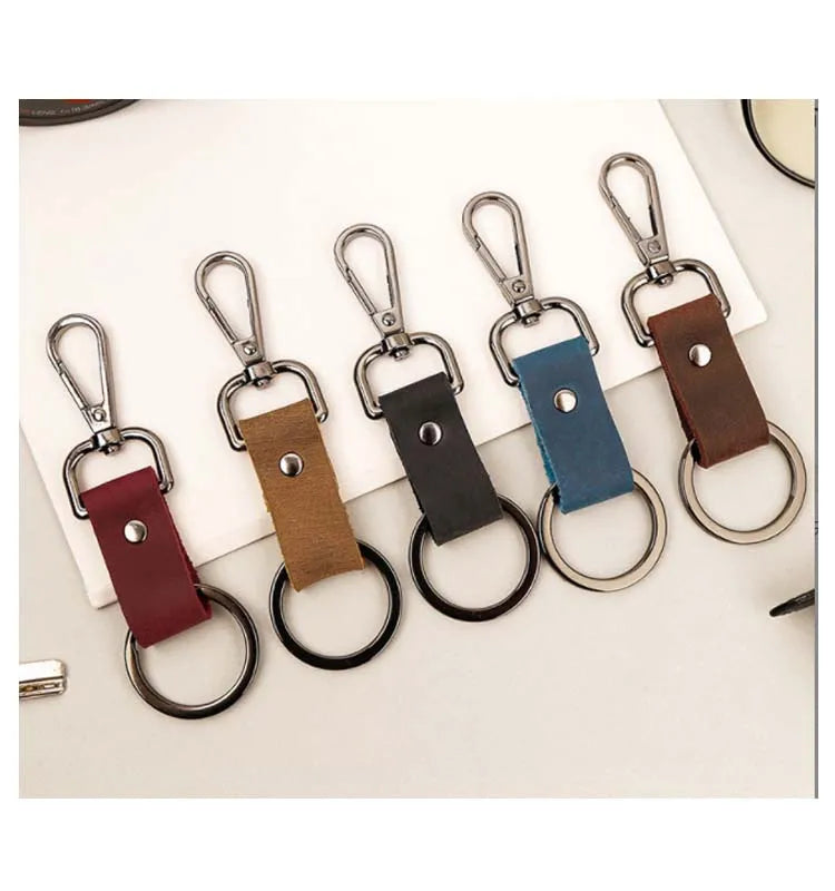 Personalized Creative Gift Key Ring Vintage Cowhide Leather Handicraft Keychain Leather Car Key Chain Pendant