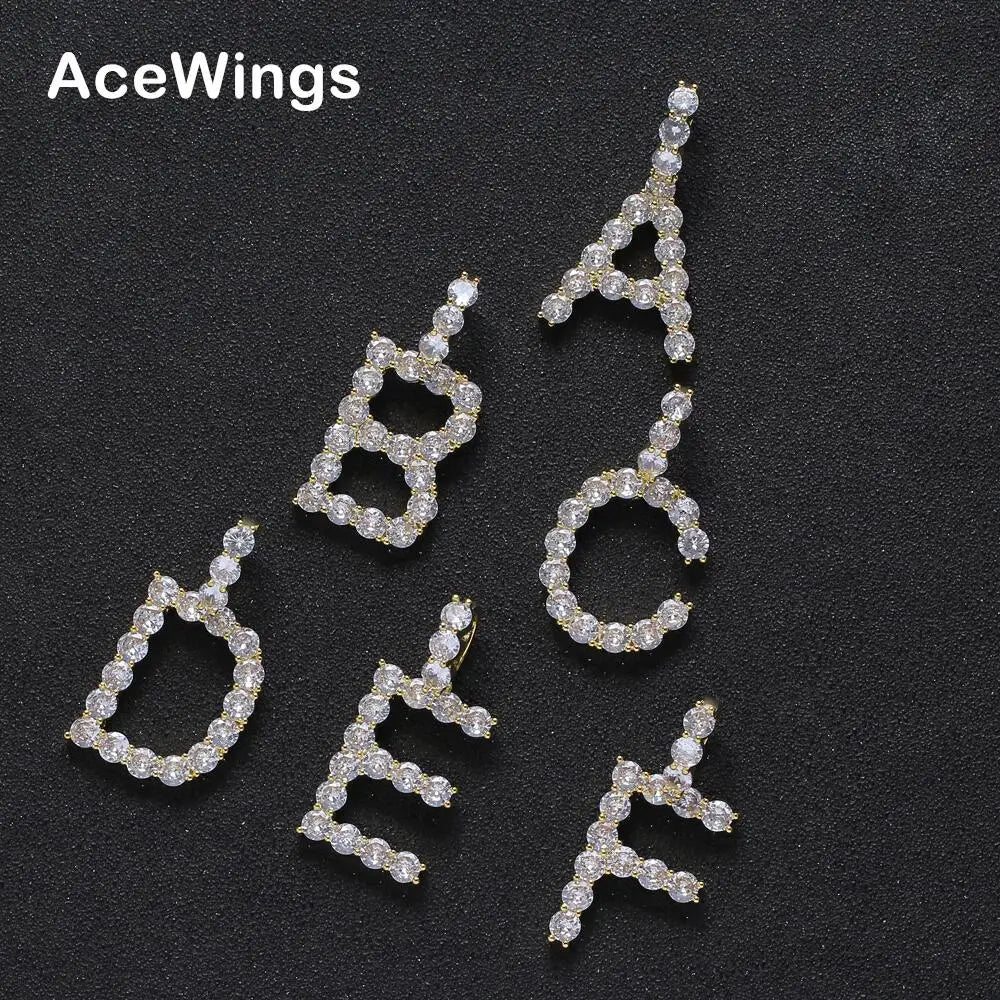CN234 Big Size Wholesale A-Z 26 Letters Real Iced Out AAA Zircon Bling Bling Brass Setting CZ Pendant Necklace Jewelry
