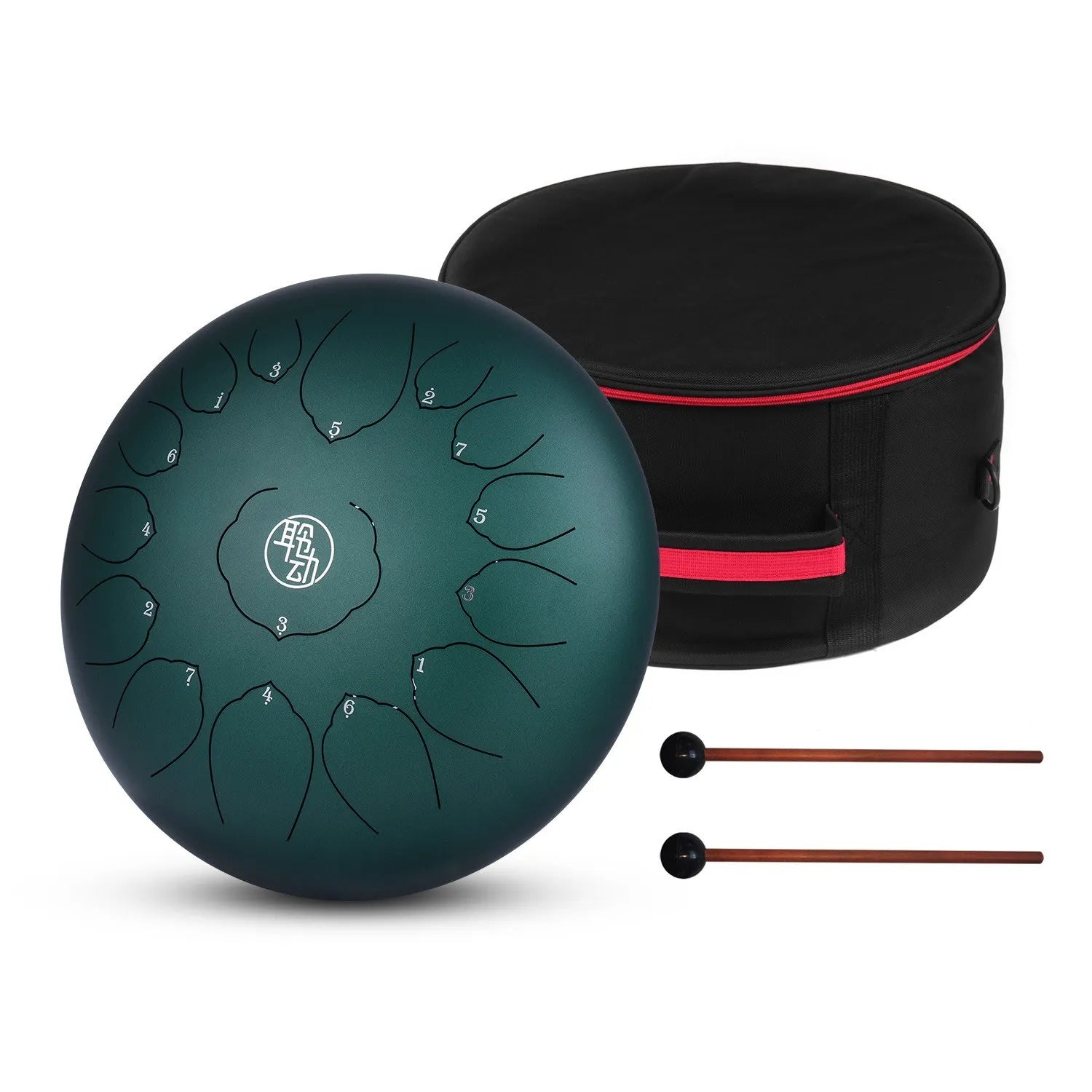 14 Inch Steel Tongue Drum Hangpan Drum 15-Notes D-Key Percussion Instrument with Mallets Drum Bag Wiping Cloth for Musical Educa