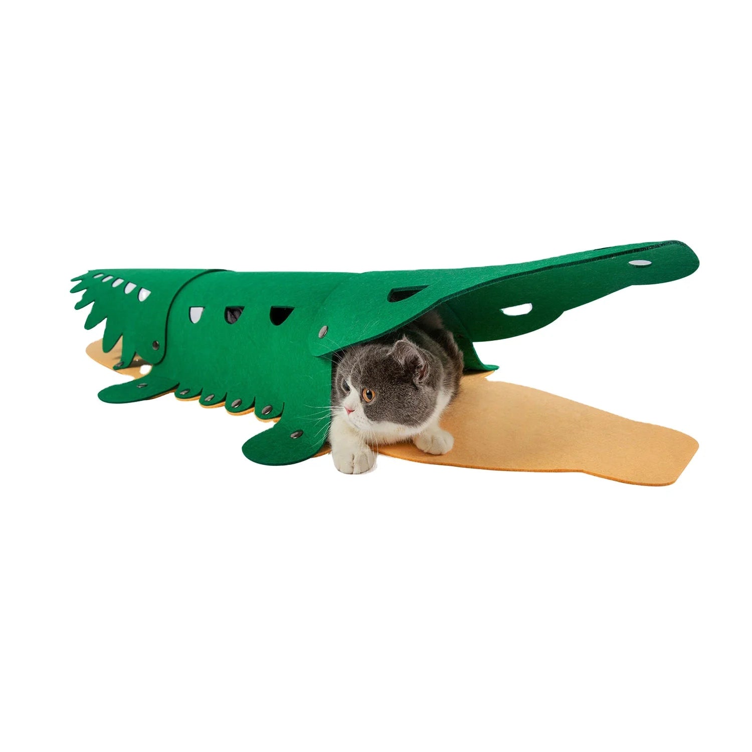 114cm Cartoon Crocodile Shape Cat Tunnel Splicing Felt Kitten Playing Tube Pet Interactive Toy