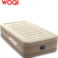 WOQI Delux Ultra Plush Fiber-Tech Inflatable Air Mattress with Built-in Electric Pump 18" Bed Height