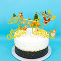 New Arrival 1pcs Golden Acrylic Printed Christmas Tree Cake Topper for Festive Party Decorations
