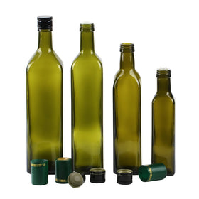 1000 ml 500 ml 250 ml Wholesale Canada square Dark Green Glass Olive Oil Bottles with Cap