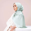 Zifeng OEM Turbantes Salida De Bano Muslim New Plain Polyester Glossy Scarf Silk Hijab