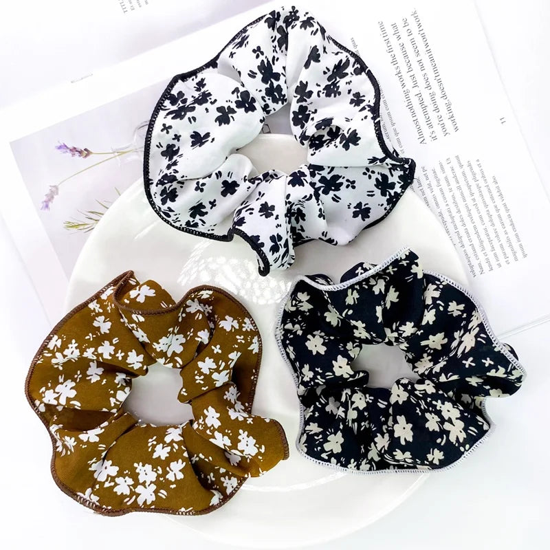 Hot Selling Fabric Hair Rope Small Flower Pattern Hair Scrunchie