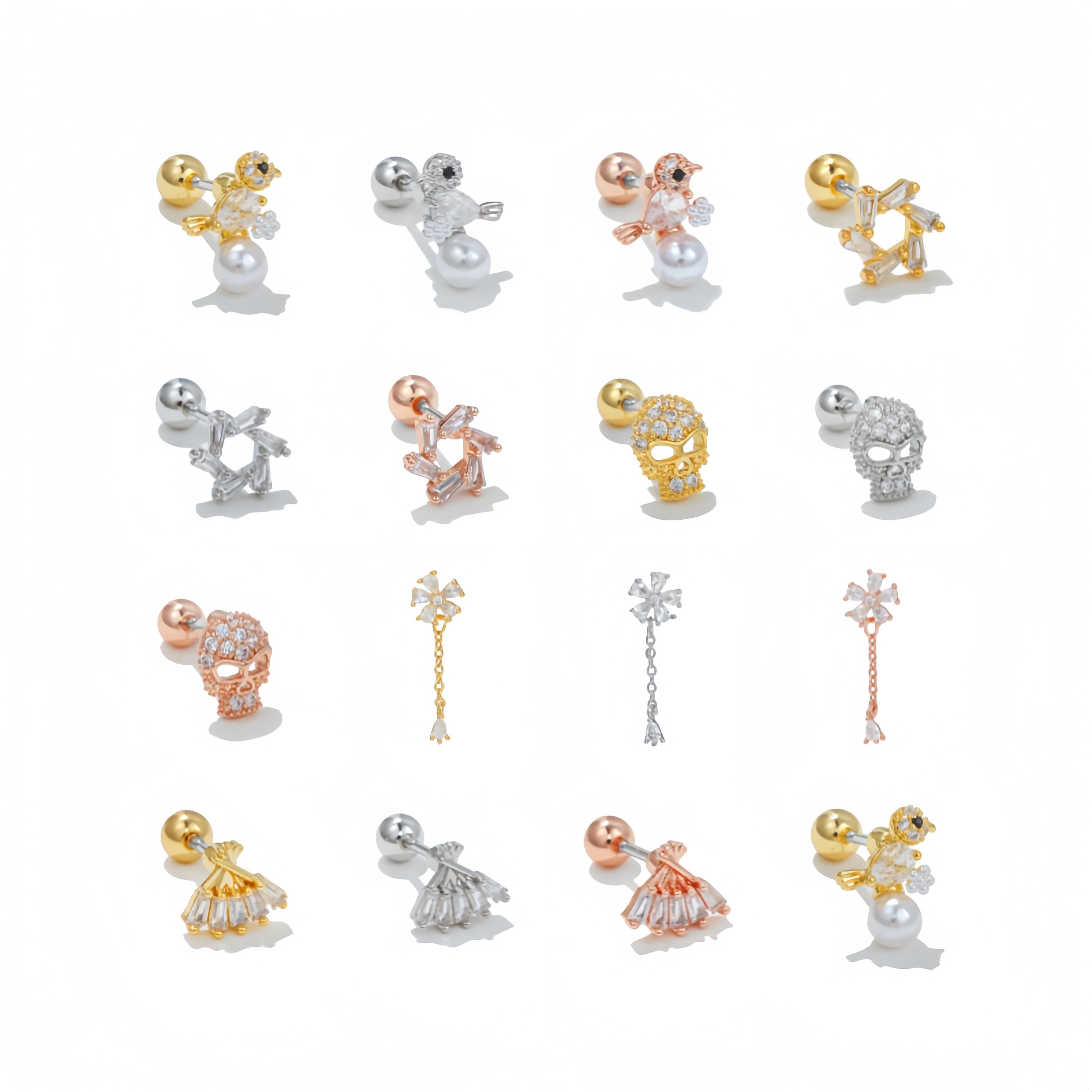 Hot Girl Fashion Ear Bone Stud 18k Gold Plated Brass Animal Ear Studs Simple Women Piercing Earrings Jewelry