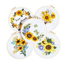 2026 New Design Sunflower Handmade Needlework Embroidery Kit Cross Stitch Kit With Thread Hoop