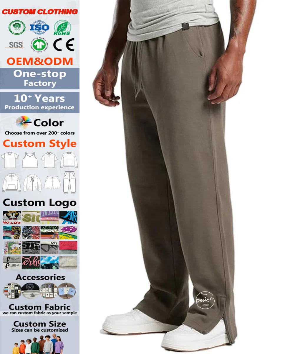 Luxury Custom Oversized Blank Straight Wide Leg Baggy Sweatpants Trackpants Casual Jogging Flare Sweat Soft Track Pants for Men