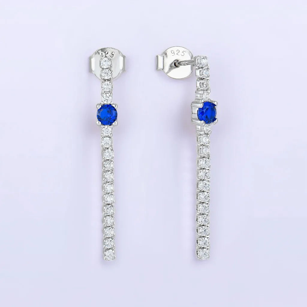 QX Custom OEM Own Designer Fine Jewelry Luxury Women Cubic Zirconia 925 Sterling Silver Long Drop Earrings