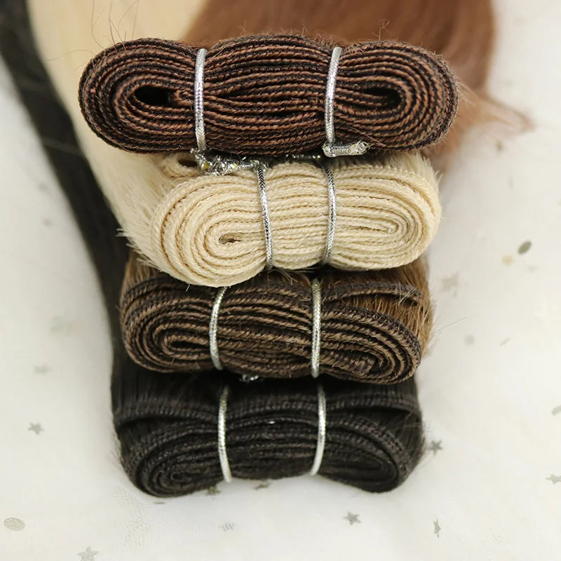Fangcun New Arrival 2022 Russian Remy Hair Thick Ends Seamless Soft Machine Tied Hair Weft