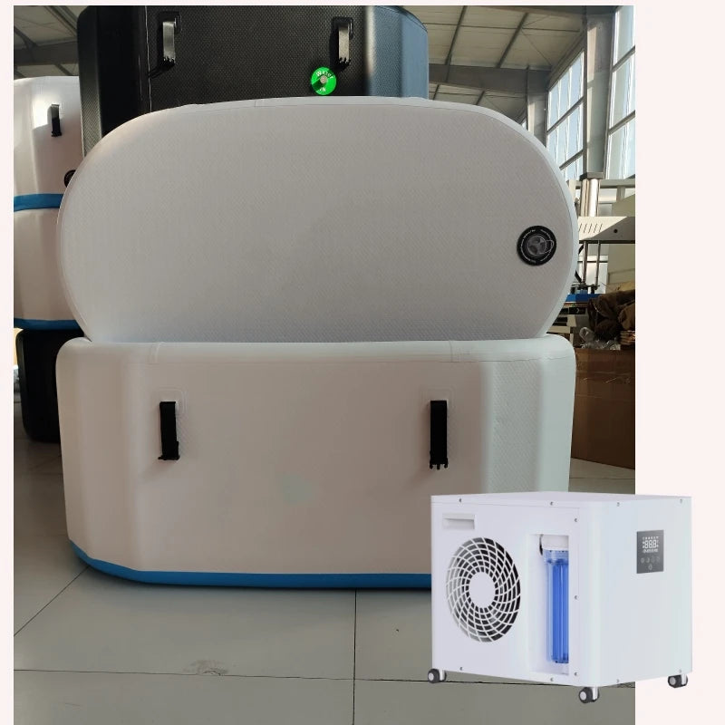 ICEGALAX Best Freestanding  8cm Thickness Drop Stitch Double Layers PVC Friendly Surface Cold Plunge Ice Tub with Water Chiller
