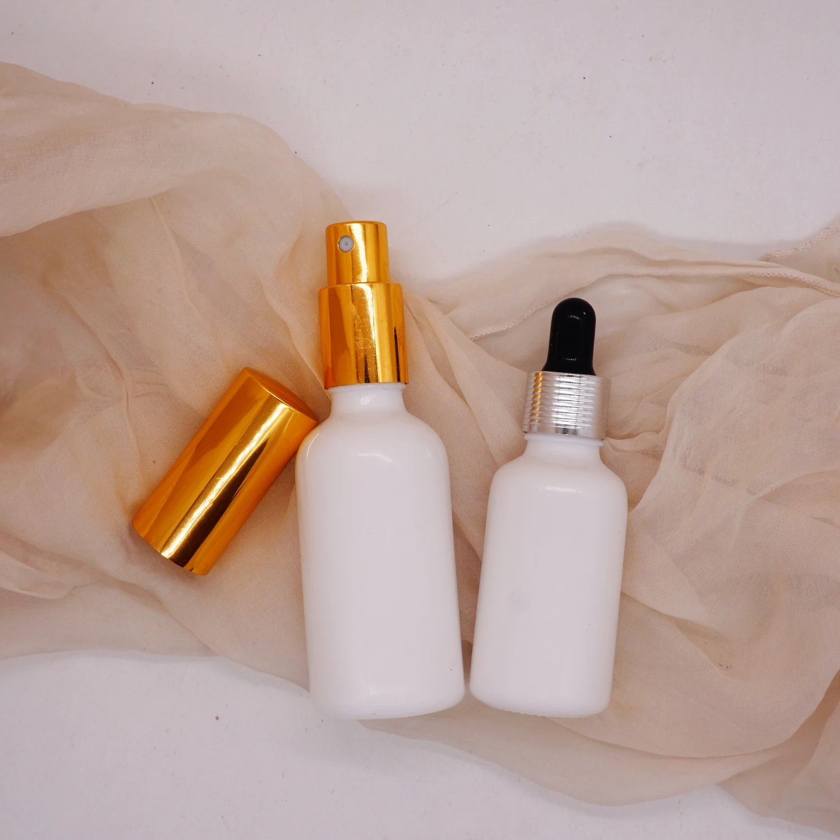 White Porcelain Essential Oil Bottle 15ml with Gold Lid