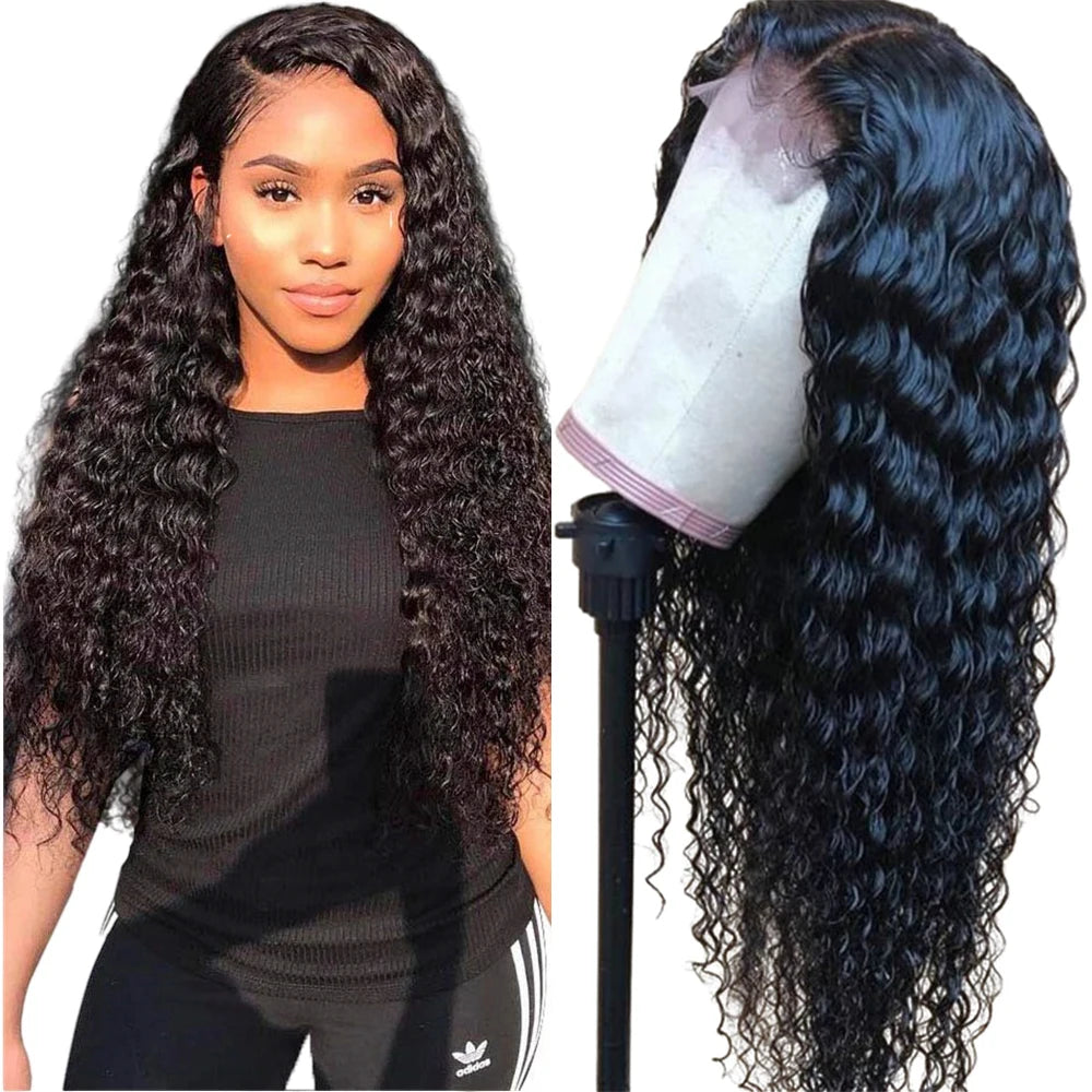 Factory Supplier Wholesale Raw Indian Virgin Deep Wave Human Hair 4X4 Lace Closure Wig for Black Women Pre Plucked Baby Hair