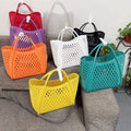 Custom Logo Fashion Jelly Bag Hollow Out Vegetable Basket Picnic Shopping Basket Eco-friendly PVC Beach Bag