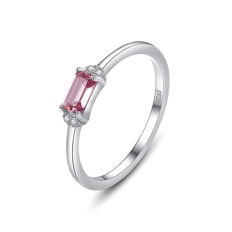 Fine Jewelry 925 Sterling Silver Square Shape Gemstone Diamond Engagement Wedding Rings for Women