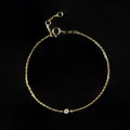 Minimalist Design Single Round Cut 2.5MM DEF VS Lab Grown Diamond Solid Yellow Gold 14K 18K Link Chain Solitaire Charm Bracelet
