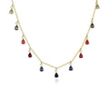 Fashion Jewelry 925 Sterling Silver Small Colorful Diamond Pendant Necklace Jewelry Gold Plated Chain Custom Necklace for Women