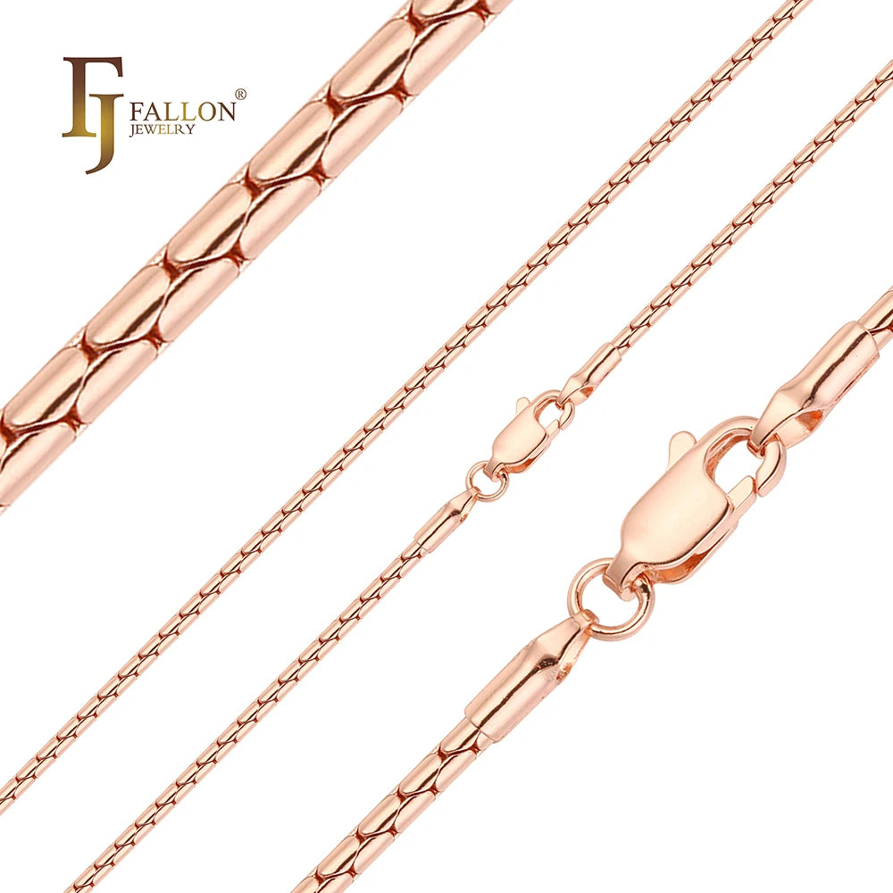 1.5mm+ FJ Fallon Fashion Jewelry Thin Boston Link Chain Plated in Rose Gold Brass Based Split