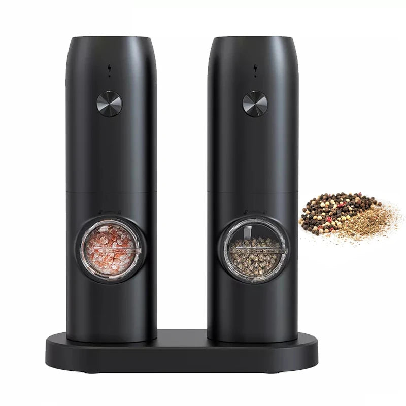 Larger Capacity One Hand Operation with LED Light Adjustable Coarseness Electric Automatic Rechargeable Salt and Pepper Grinder