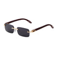 STORY STY1016C Vintage Classic Rectangle Wood Sunglasses Men Women Luxury Brand Design Wooden Temple Frameless Custom Sunglasses