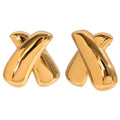 Trendy X-shaped Stainless Steel Stud Earrings Tarnish Free 18k Gold Plated Earrings Women Fashion Jewelry Accessories Gifts