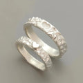 BAQUESUN Hand in Hand with White Headed Love Couple Trendy Ins Wind Copper Corrosion Irregular Texture Couple Ring