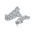 Dylam Minimalist Design S925 Silver Rhodium Plated Double Layer Snake Row 5A Zirconia Wedding Engagement Promise Bridal Ring