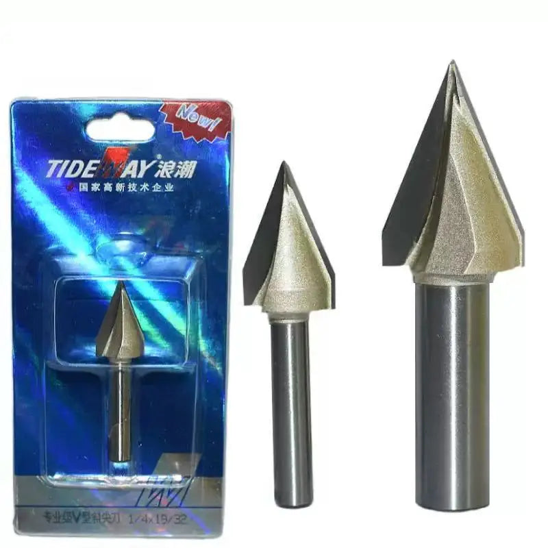 Tideway Professional Grade 1/2 1/4 Shank V Type Bevel 45 Degree and 60 Degree Trimming Engraving Chamfer Router Bit