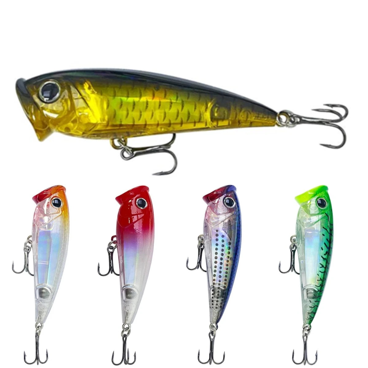 Top Right P141 70mm 8.5g Topwater Popper Fishing Lure Hard Bait for Bass Pike Long Casting 3D Inshore Popper