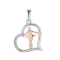 Wholesale 925 Sterling Silver Two Tone Heart Ballerina Pendant With Colorful Zirconia Fashion Jewelry Gift for Dancers