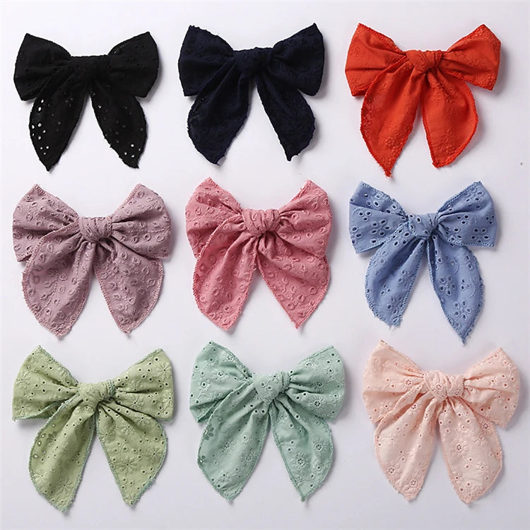 Newest Hair Accessories Big Bow Hair Clips Solid Color Cotton Ramie Fabrics with Spider Accesorio Para Mujer