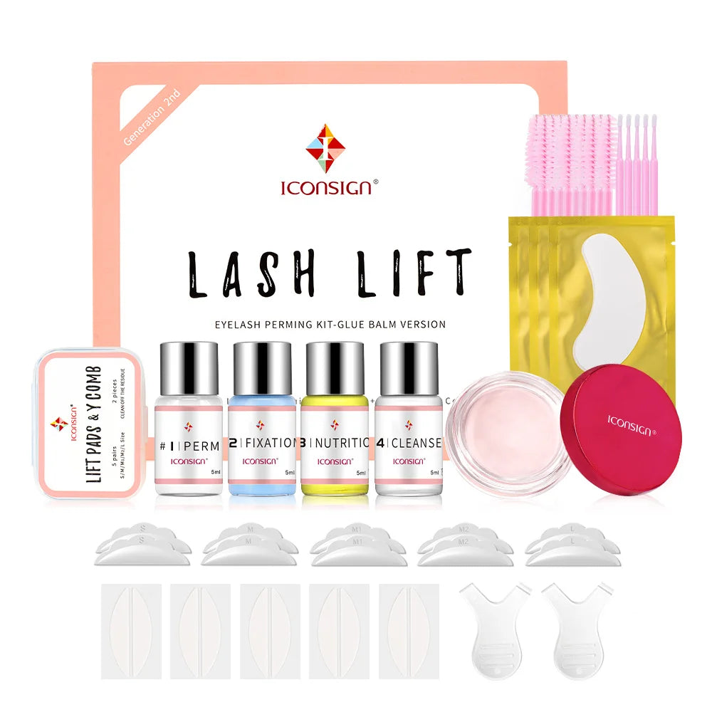 Professional Lash Kit ICONSIGN Wimpern Lifting Eyelash Perming Lash Lift Kit With Lash Lift Glue Balm for Salon and Home Use