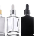 Clear Black Glass Pump Spray Bottles for Essential Oils 15ml 30ml 100ml 1oz Rectangle Glass Dropper Bottles 30ml