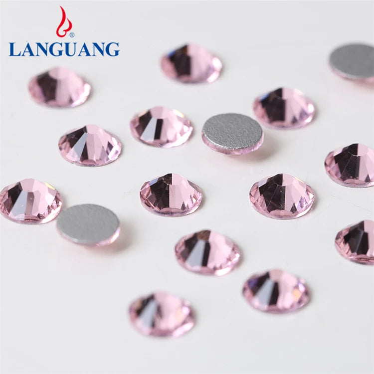 Lan Guang Wholesale Luxury Light Pink Flatback Crystal Glass Rhinestone for Jewelry Finding Rhinestone Decoration